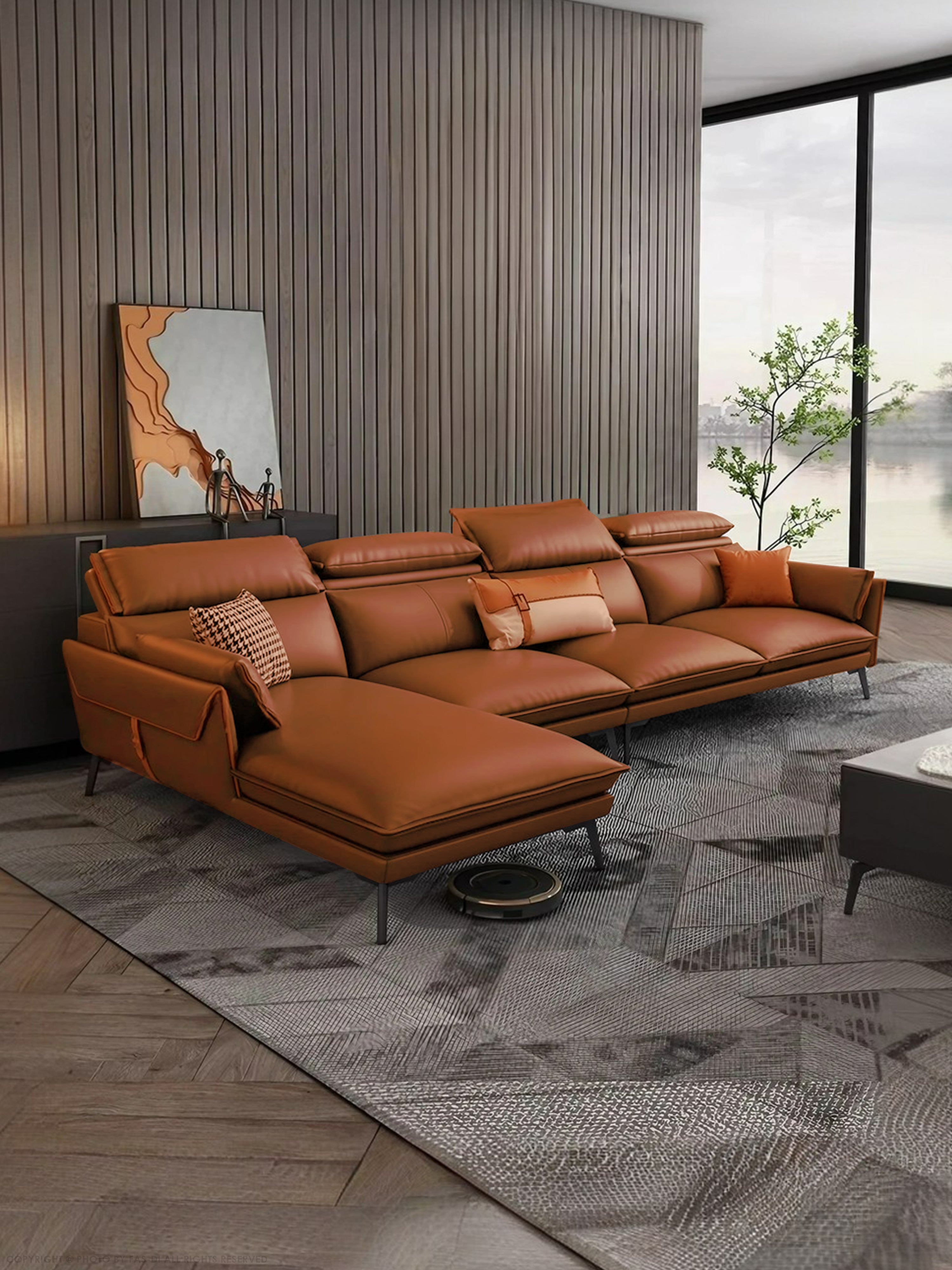 Min-ji Leather Sofa