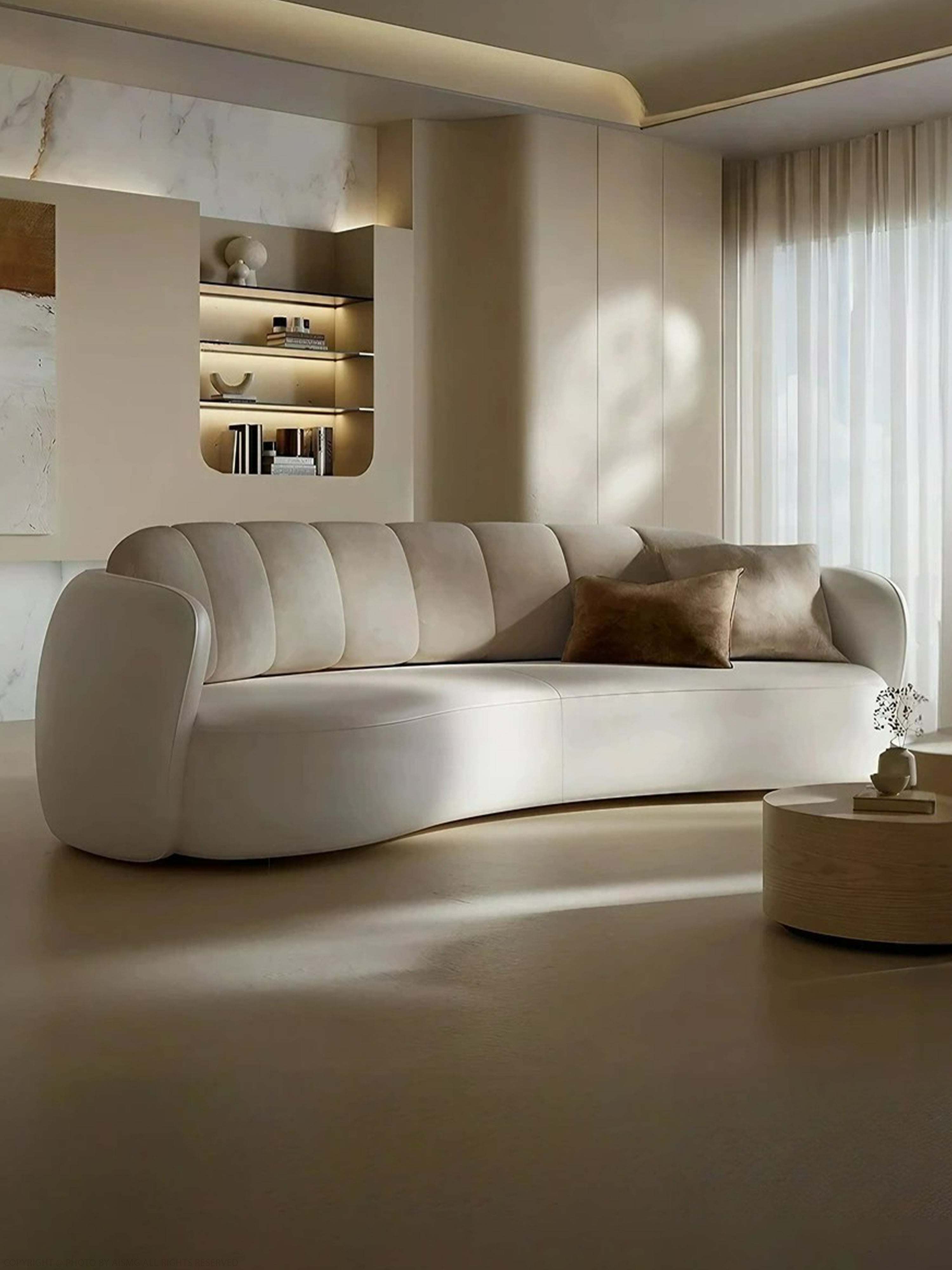 Selena Curved Leather Sofa