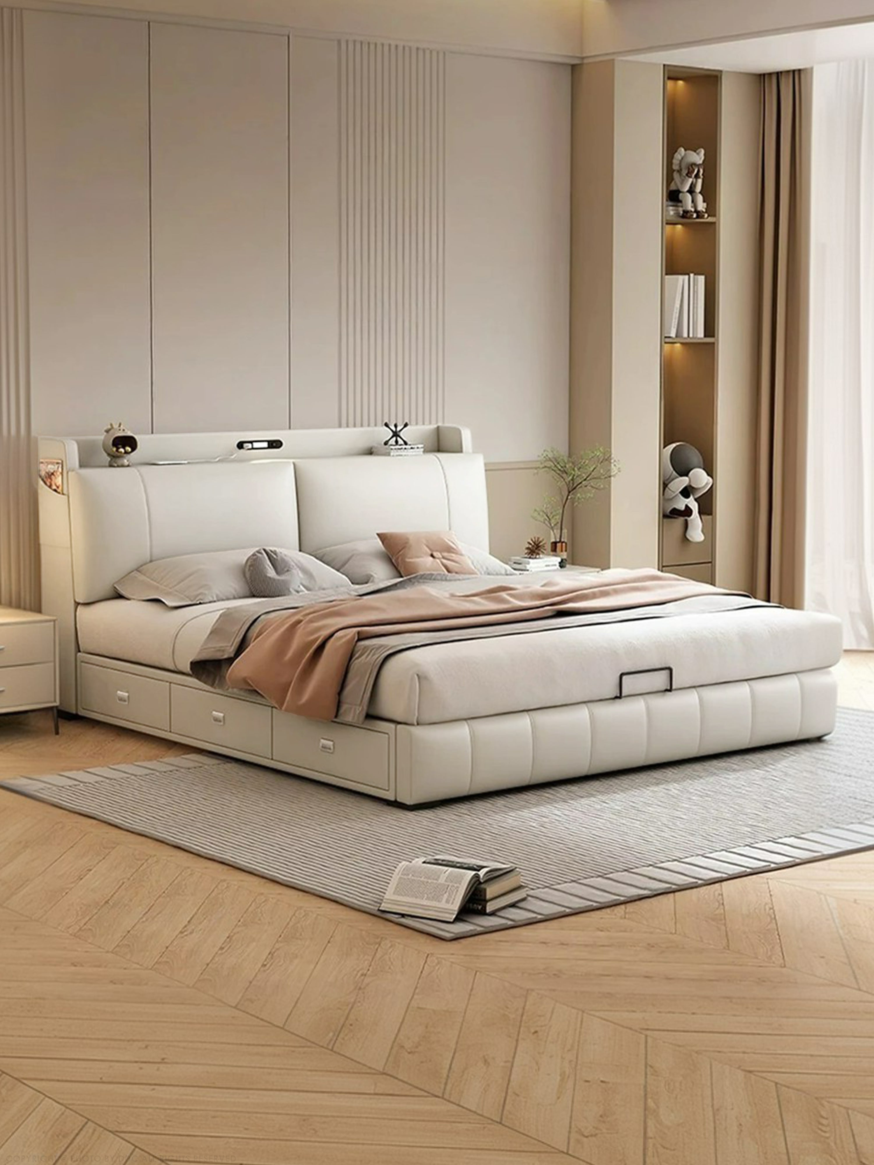 Summer Leather Storage Bed + USB Ports