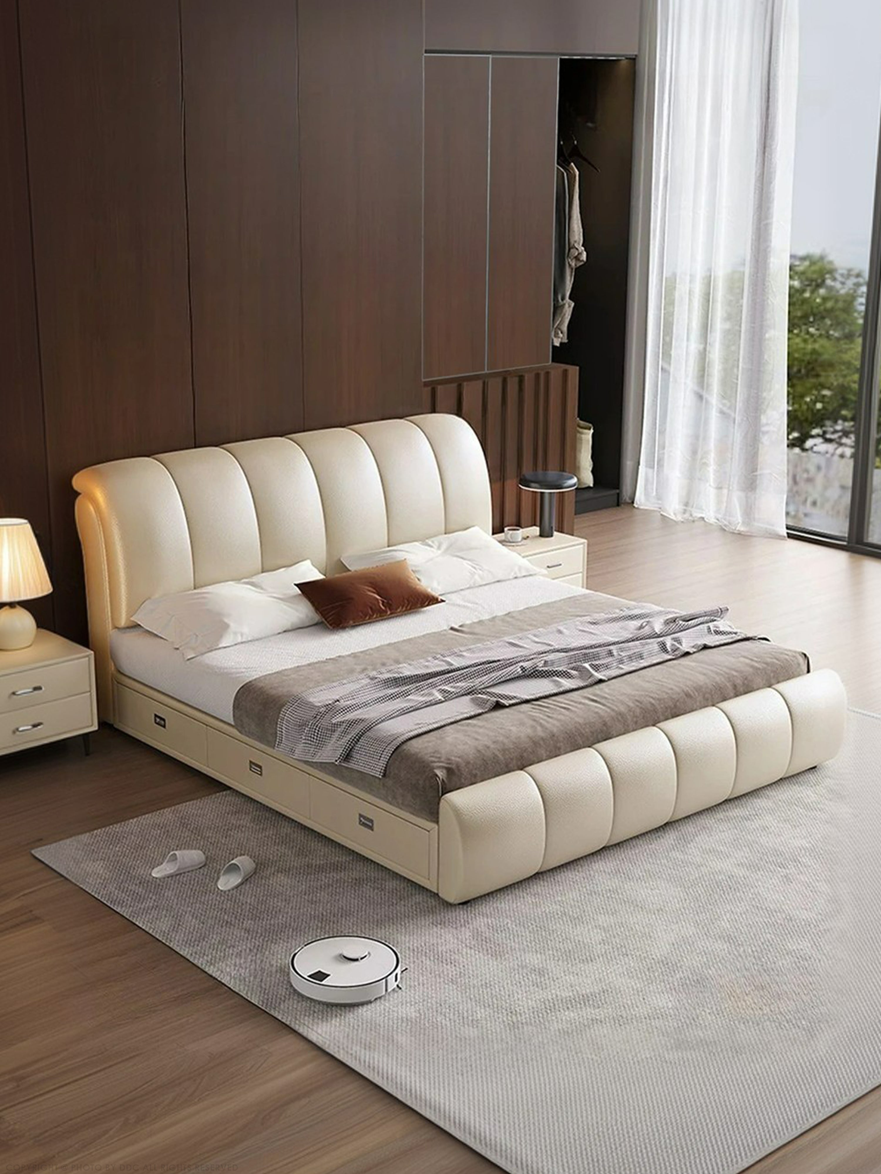 Sylvia Leather Storage Bed